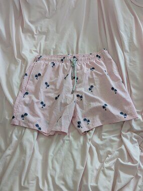 Vintage Summer Pink Pineapple Swim Trunks Size M